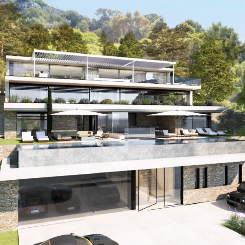 Villa en terrasses, façade sur le jardin